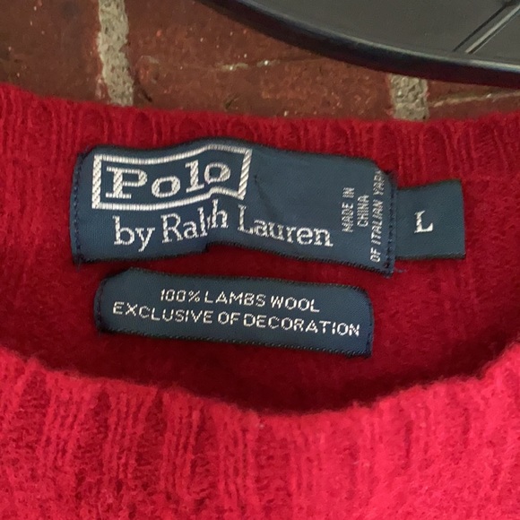 100% Lamb Wool Polo Ralph Lauren Women Large Red Sweater - Picture 3 of 4